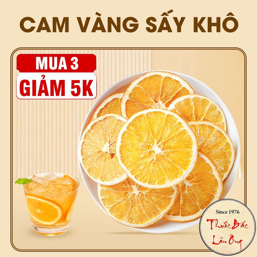 Cam sấy khô 200g, trà cam vàng sấy lạnh, thái lát, nguyên miếng, pha trà detox, decor, trang trí