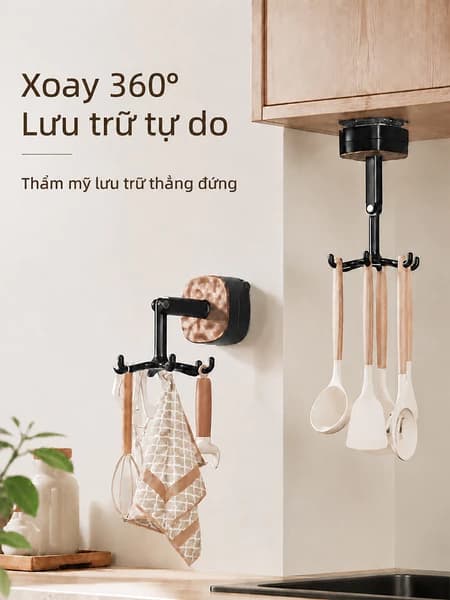 Móc treo ICON – Xoay 360° lắp không khoan treo dụng cụ bếp phụ kiện thẩm mỹ cao gọn đẹp tiết kiệm không gian.